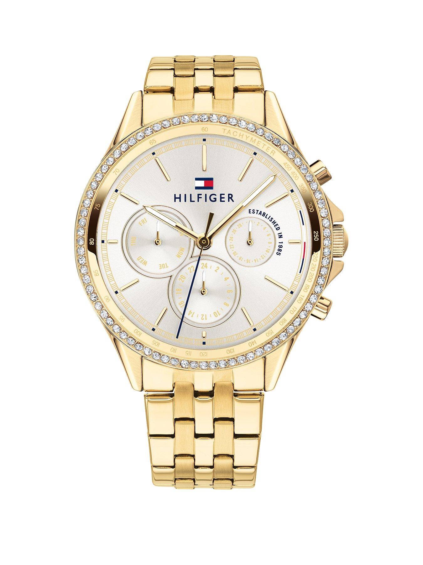 tommy hilfiger silver and gold watch