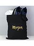  image of the-personalised-memento-company-personalised-metallicnbspgold-name-black-canvas-bag