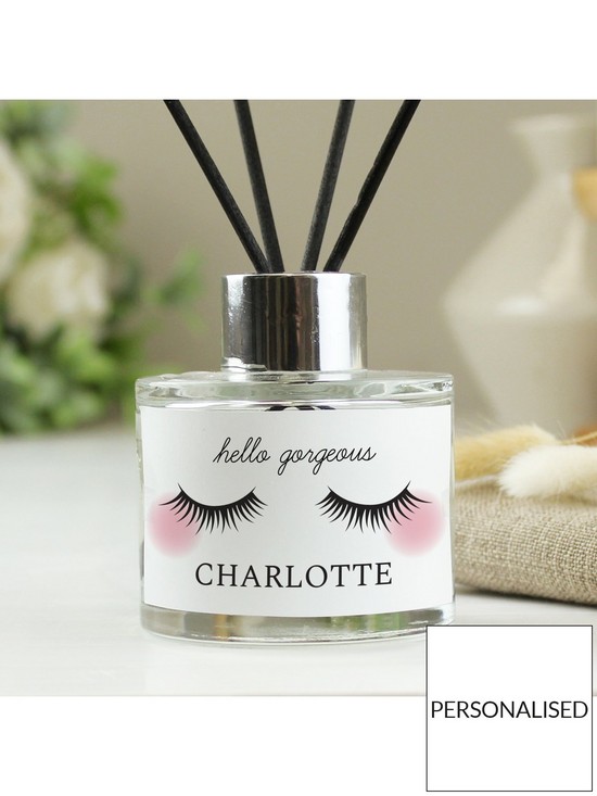 stillFront image of the-personalised-memento-company-personalised-eyelashes-reed-diffuser-100ml