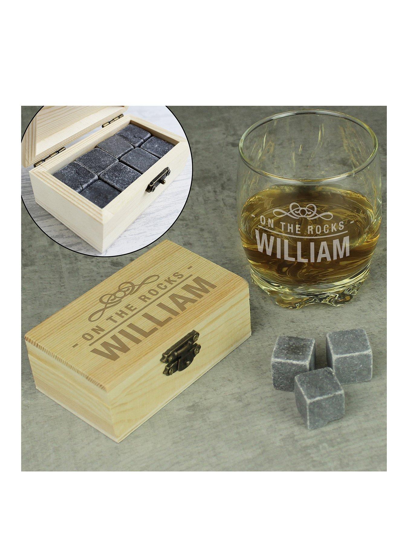 The Personalised Memento Company Personalised On The Rocks Whiskey Stones and Glass Set