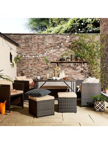 Garden Furniture Sets Littlewoods Com - Cube 4 Seater Rattan Effect Patio Set Black 459