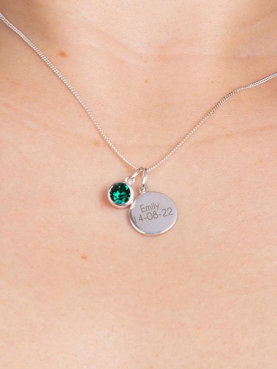 stillFront image of the-love-silver-collection-sterling-silver-engravable-pendant-necklace-with-birthstone-charm