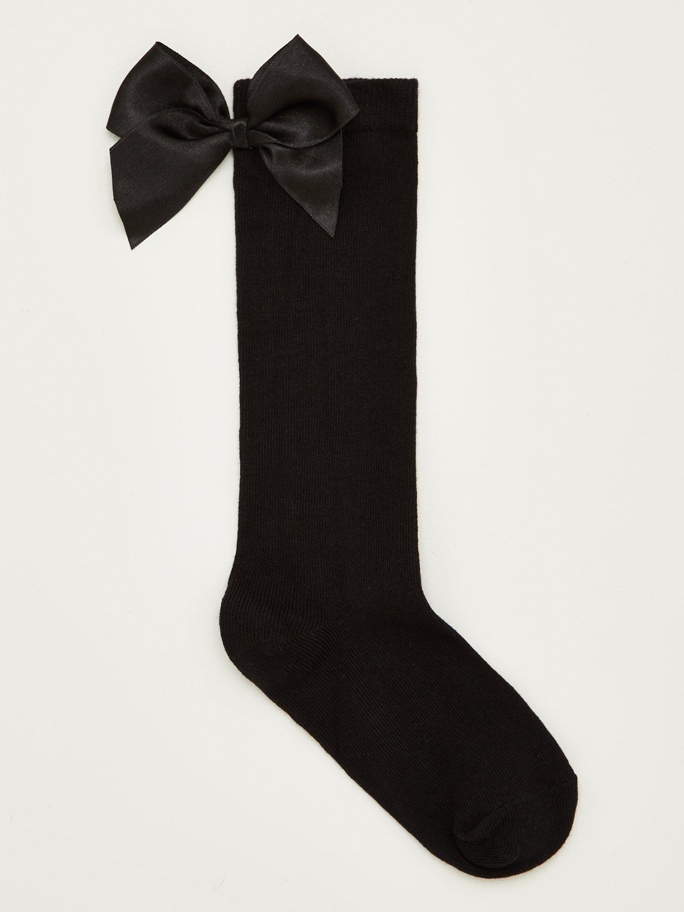 Image 2 of 3 of V by Very Girls 2 Pack Big Bow Knee High Socks - Black