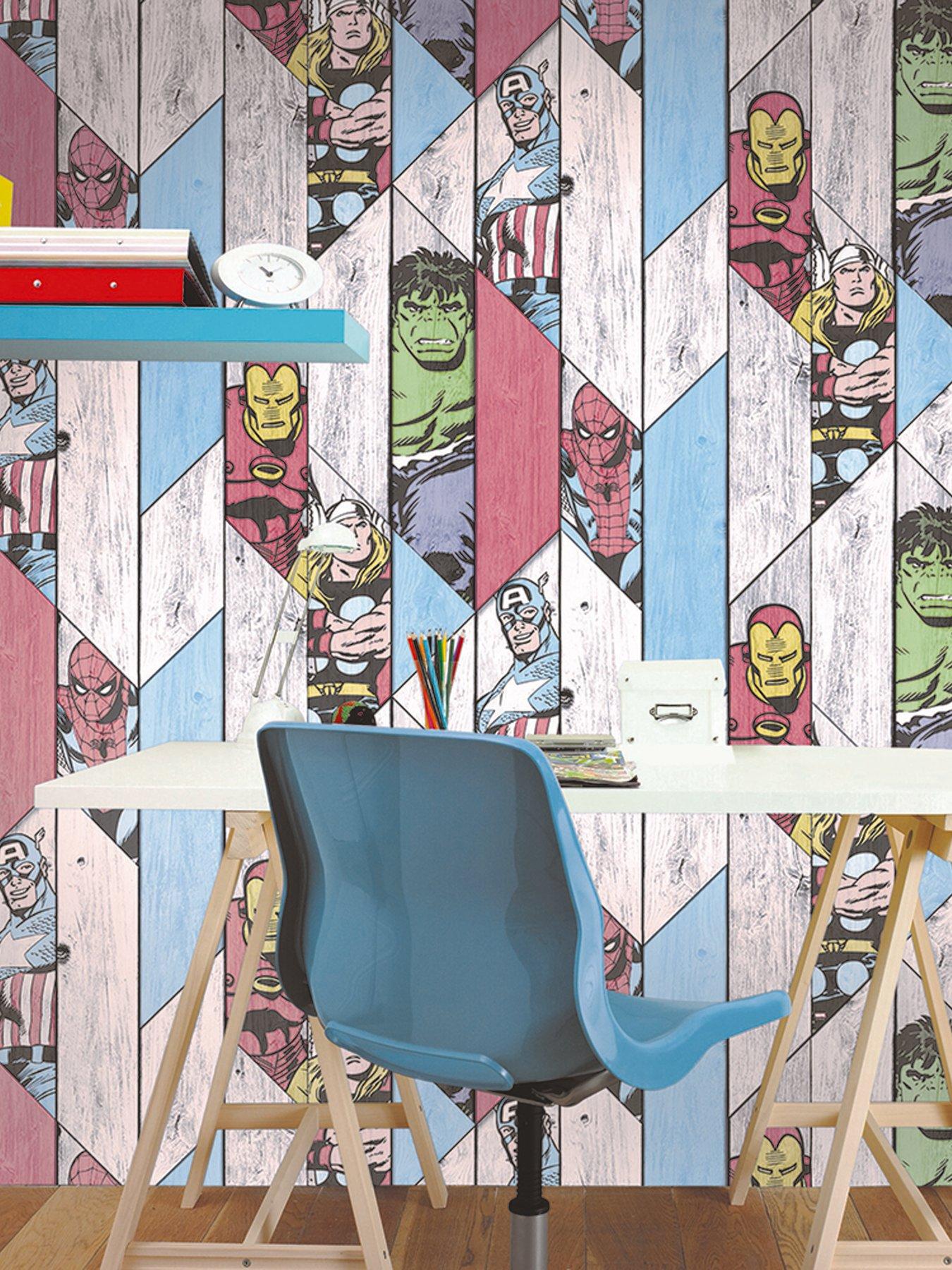 Image 1 of 3 of Marvel Kids&nbsp;Wood Panel Wallpaper