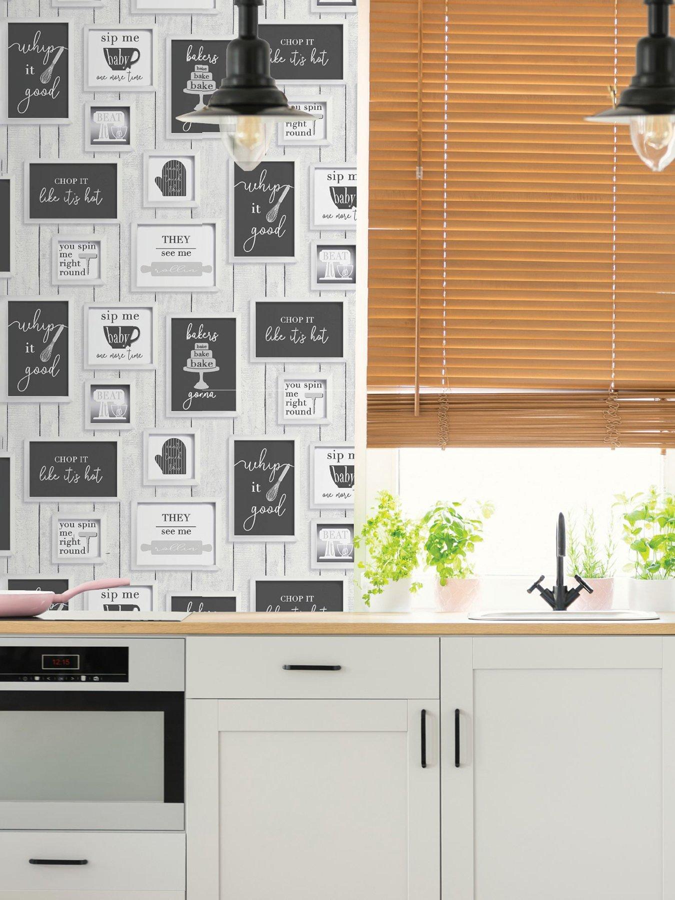 undefined K & B Framed Quotes Black/White Wallpaper