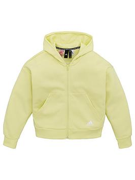 Adidas   Girls 3 Stripe Full Zip Hoodie - Yellow