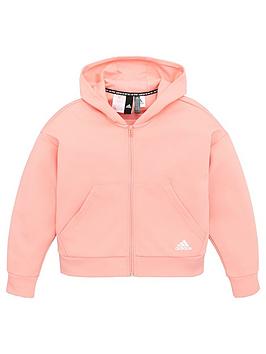 Adidas   Childrens Crew Zip Front Hoodie - Pink
