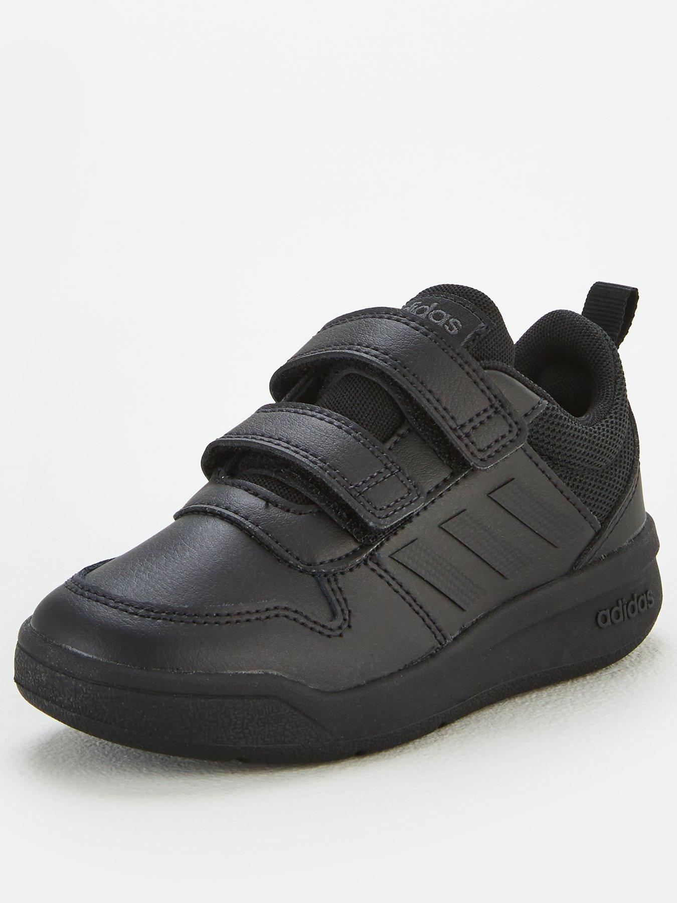 black leather junior trainers