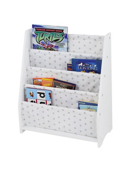 front image of lloyd-pascal-hammock-style-bookshelf-with-printed-star-fabric
