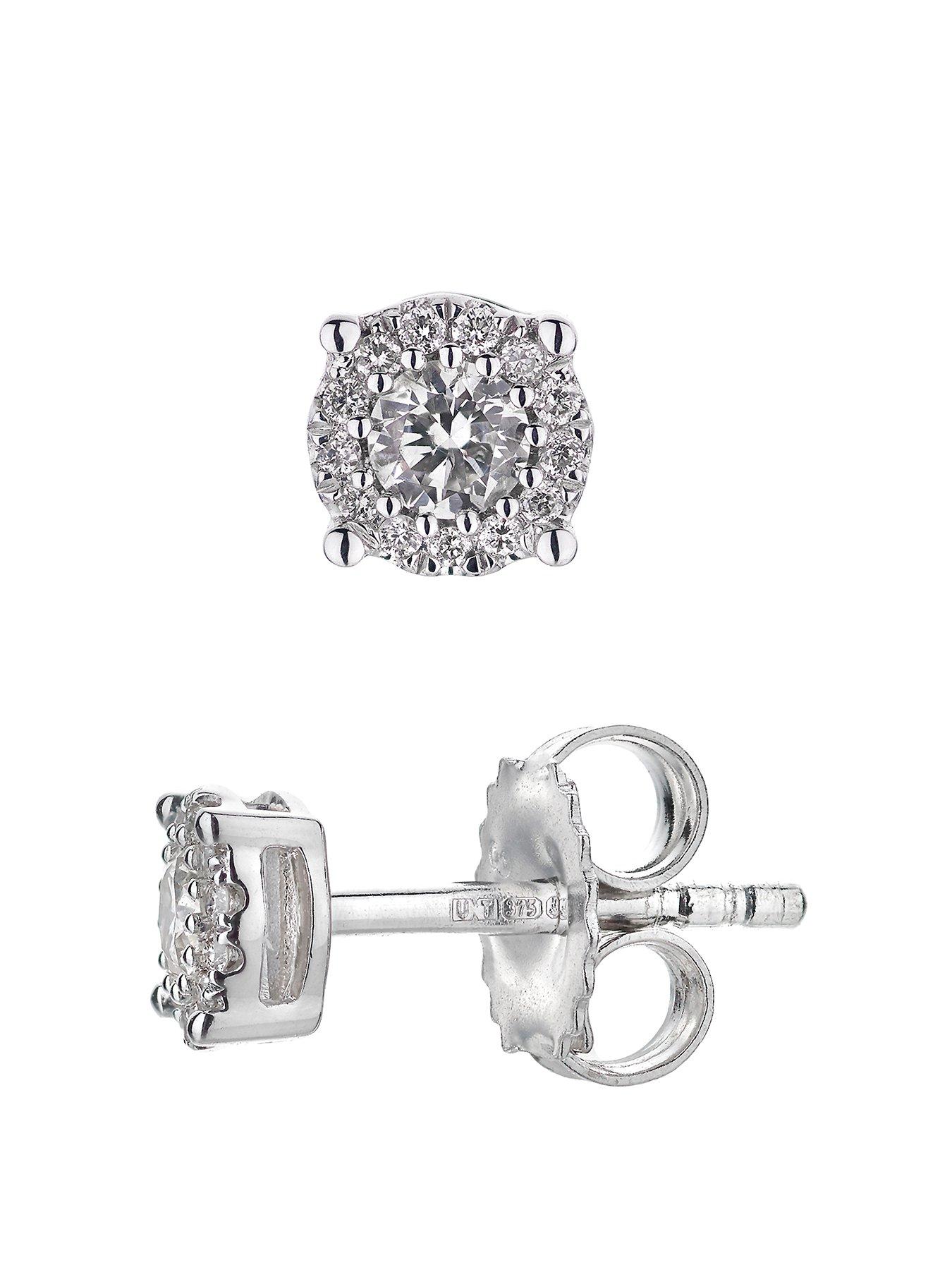 Image 1 of 6 of Love DIAMOND White Gold 18pt Diamond Solitaire Stud Earrings
