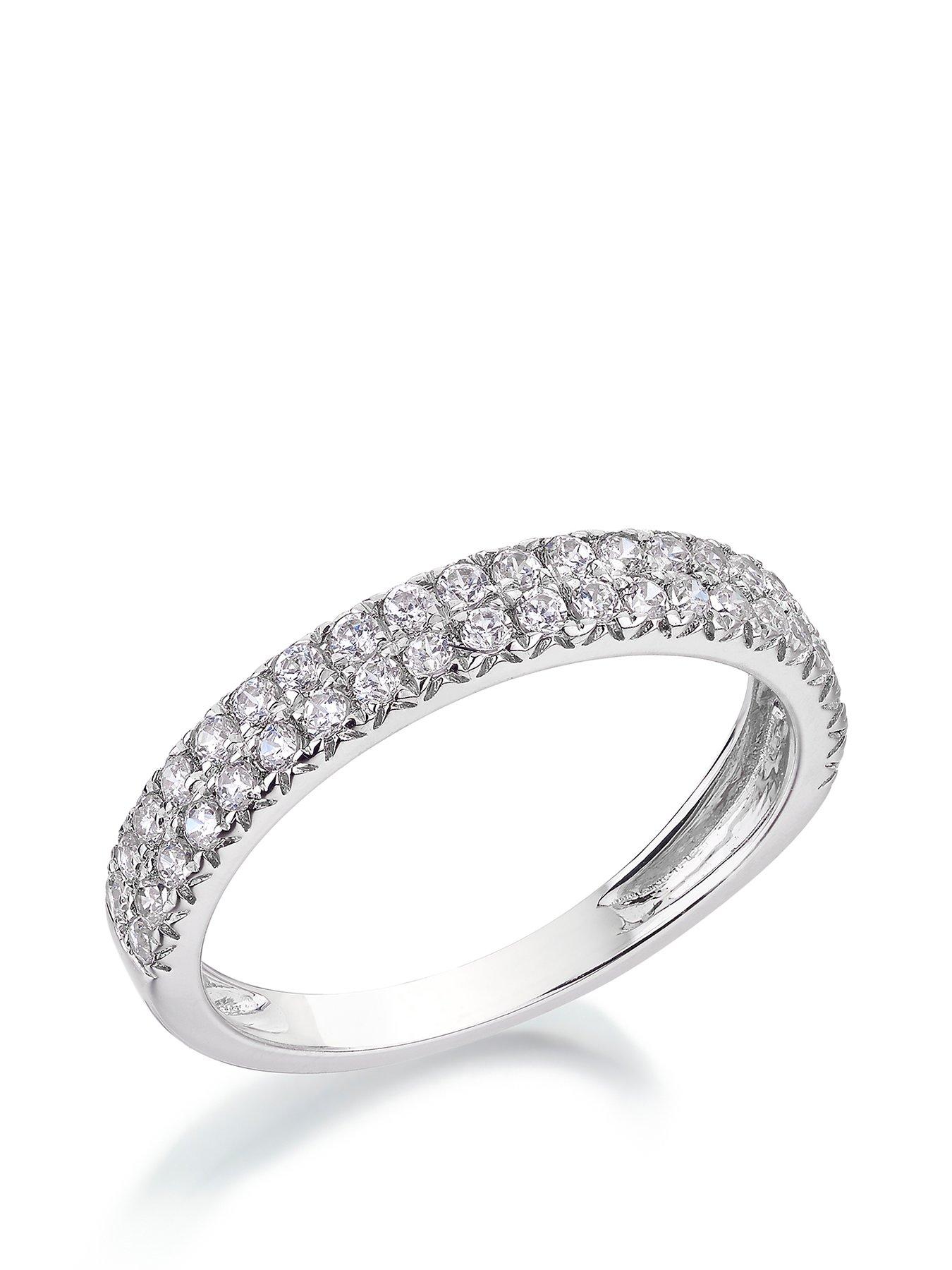 Image 1 of 6 of Love DIAMOND 9ct White Gold 1/2 Carat Diamond Double Row Eternity Ring