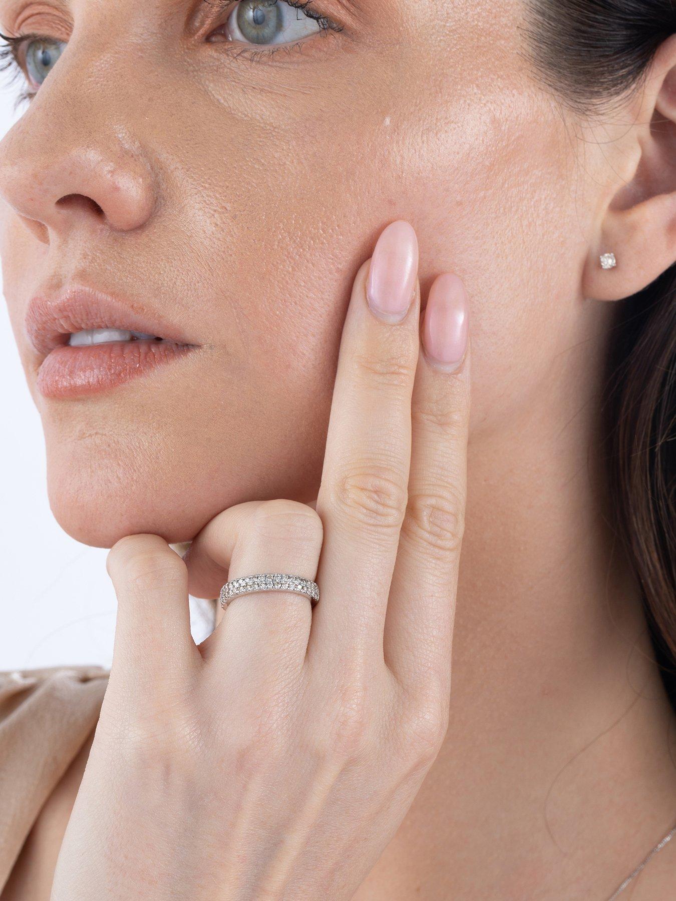 Image 4 of 6 of Love DIAMOND 9ct White Gold 1/2 Carat Diamond Double Row Eternity Ring