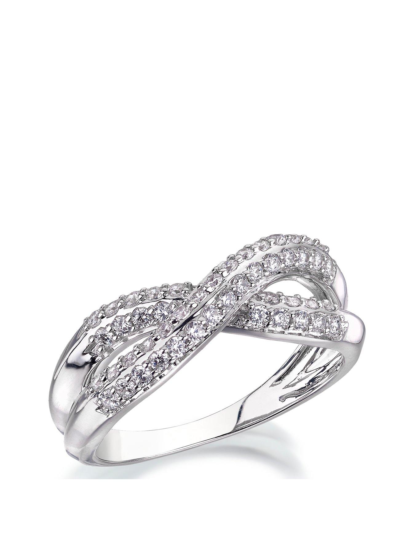 9ct White Gold 12 Carat Diamond Crossover Ring