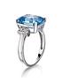  image of love-gem-9ct-white-gold-blue-topaz-emerald-cut-ring