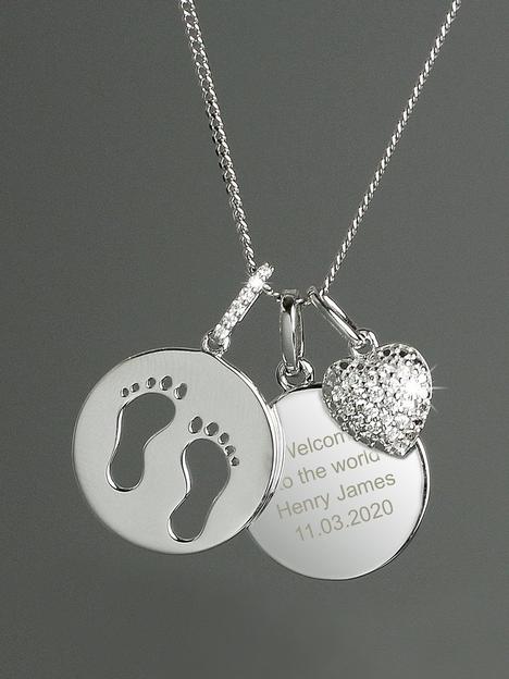 the-love-silver-collection-personalised-sterling-silver-footprints-and-cubic-zirconia-heart-charm-necklace