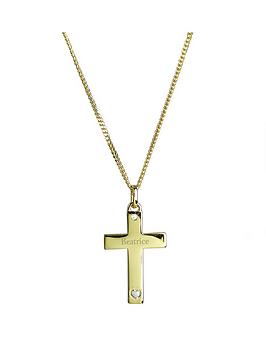 Love GOLD Love Gold Personalised 9Ct Gold Cross With Sterling Silver Heart  ... Picture