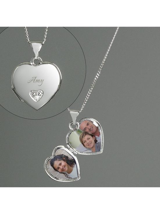 back image of the-love-silver-collection-personalised-sterling-silver-and-cubic-zirconia-childrens-heart-locket-necklace