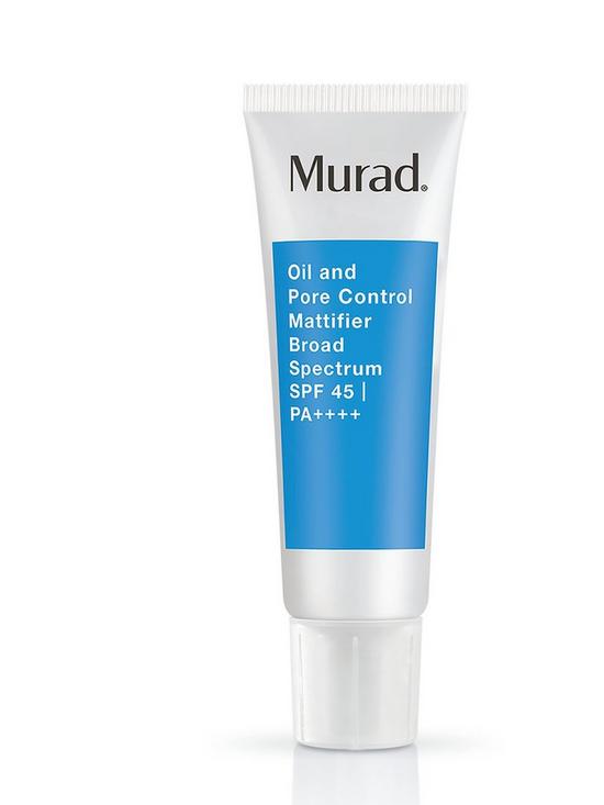 front image of murad-oil-and-pore-control-mattifier-spf45-50ml