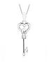  image of love-diamond-9ct-white-gold-diamond-set-heart-key-pendant-necklace