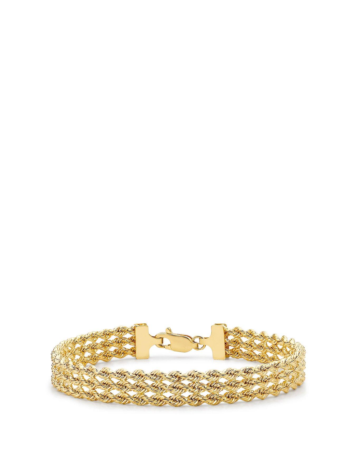 Image 1 of 4 of The Love Collection 9ct Gold Triple Layer Rope Chain Bracelet