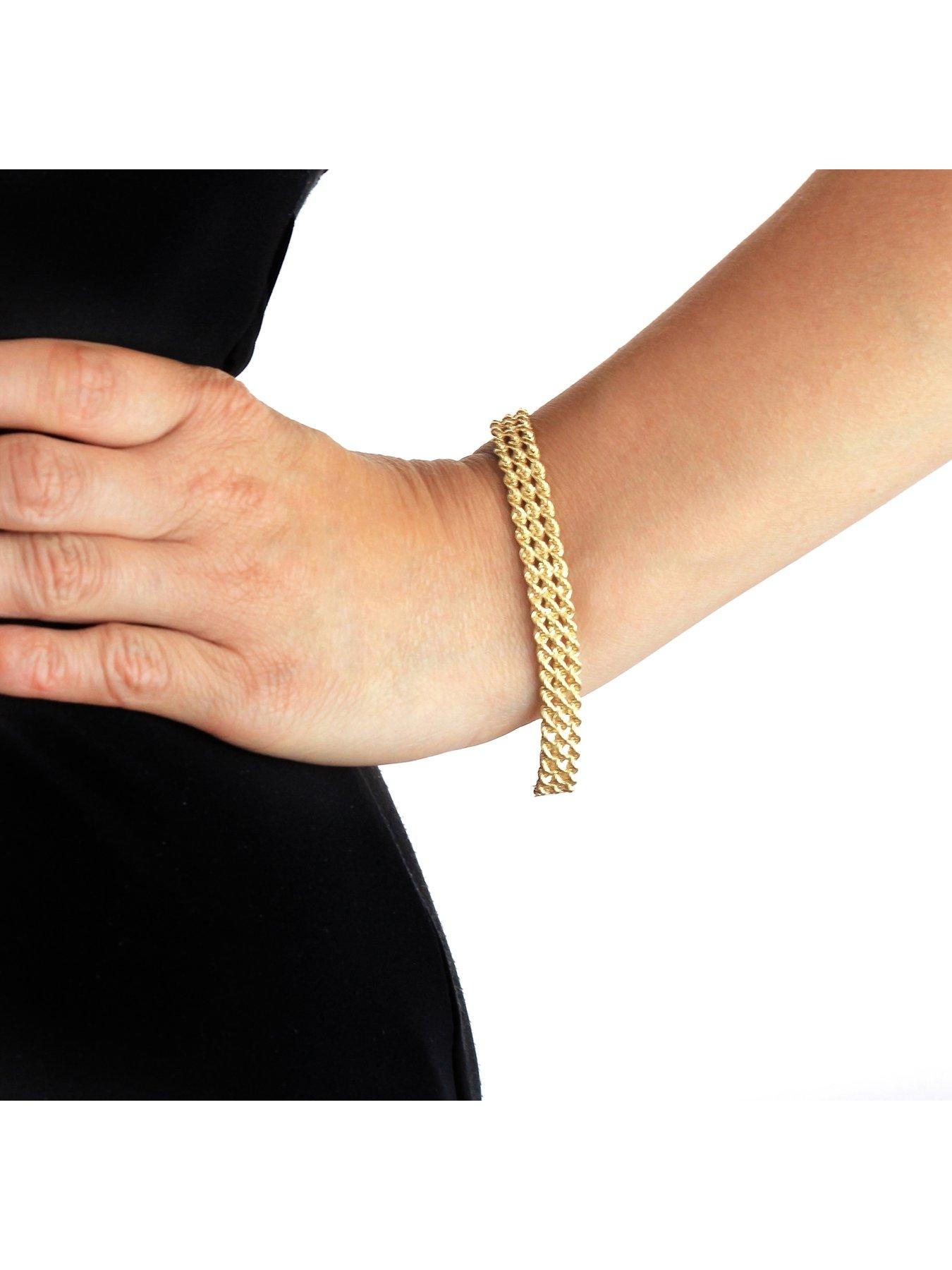 Image 2 of 4 of The Love Collection 9ct Gold Triple Layer Rope Chain Bracelet
