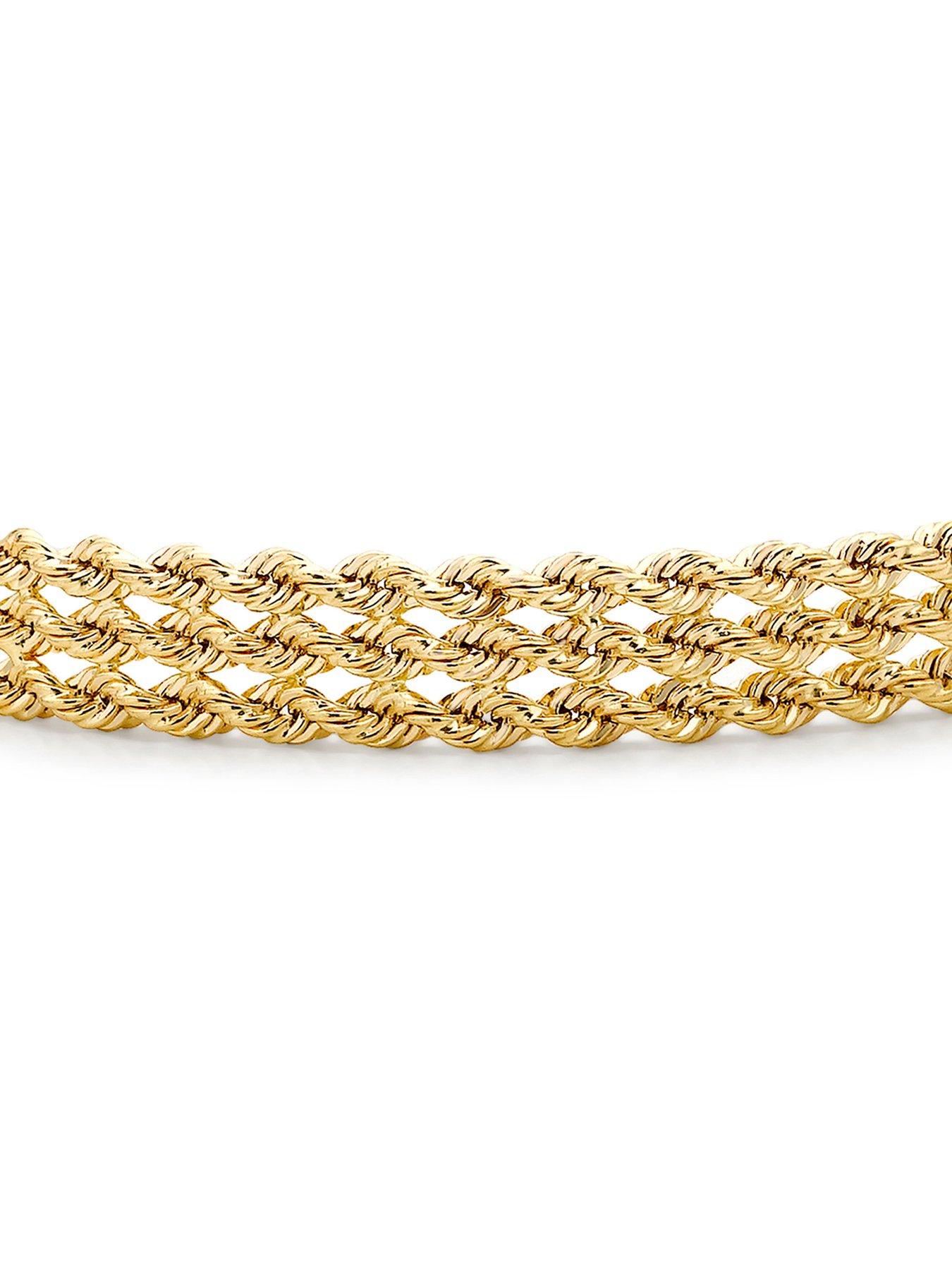 Image 3 of 4 of The Love Collection 9ct Gold Triple Layer Rope Chain Bracelet