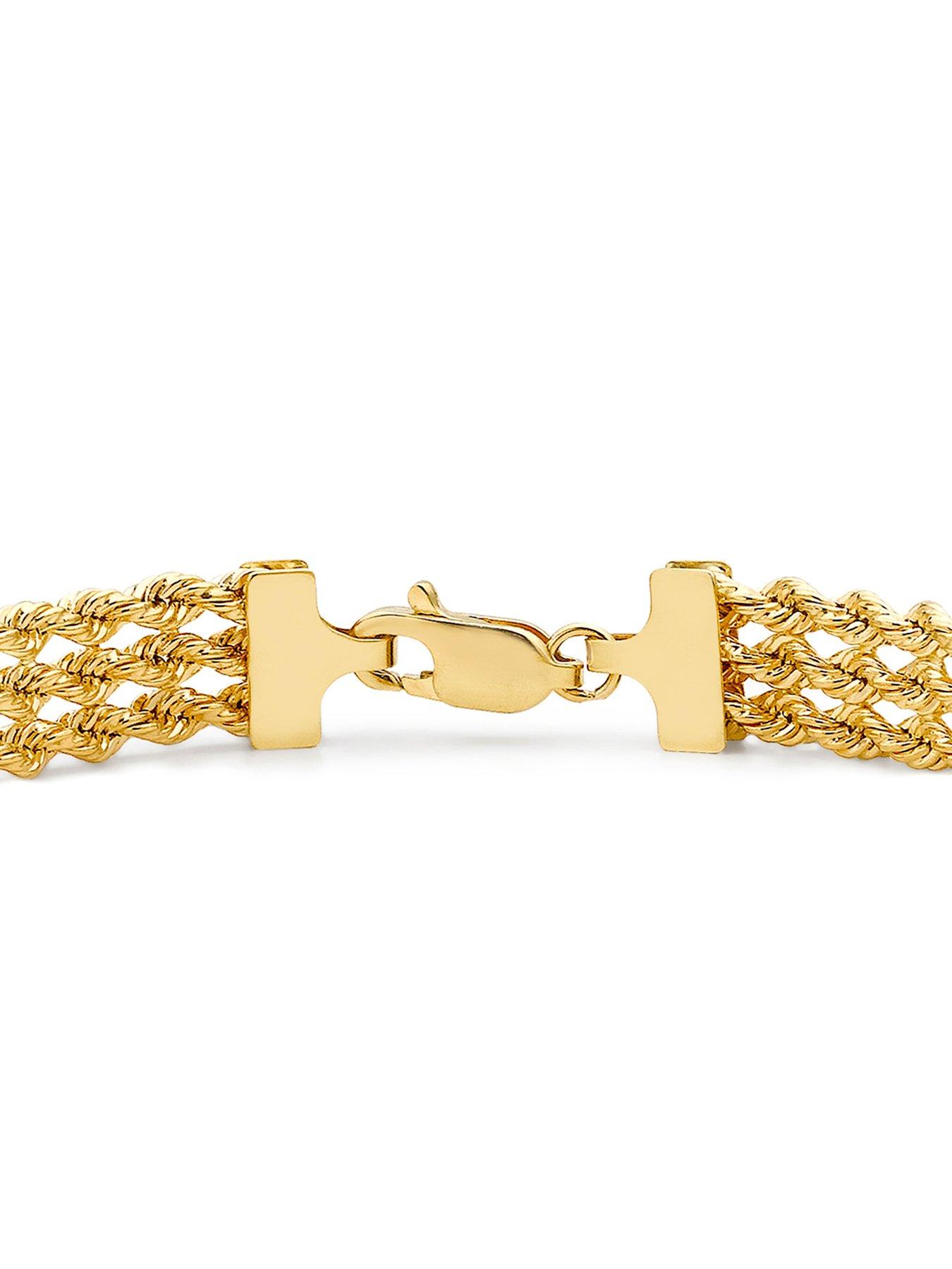 Image 4 of 4 of The Love Collection 9ct Gold Triple Layer Rope Chain Bracelet