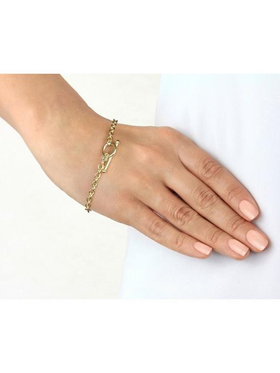 stillFront image of love-gold-9ct-gold-t-bar-belcher-chain-bracelet