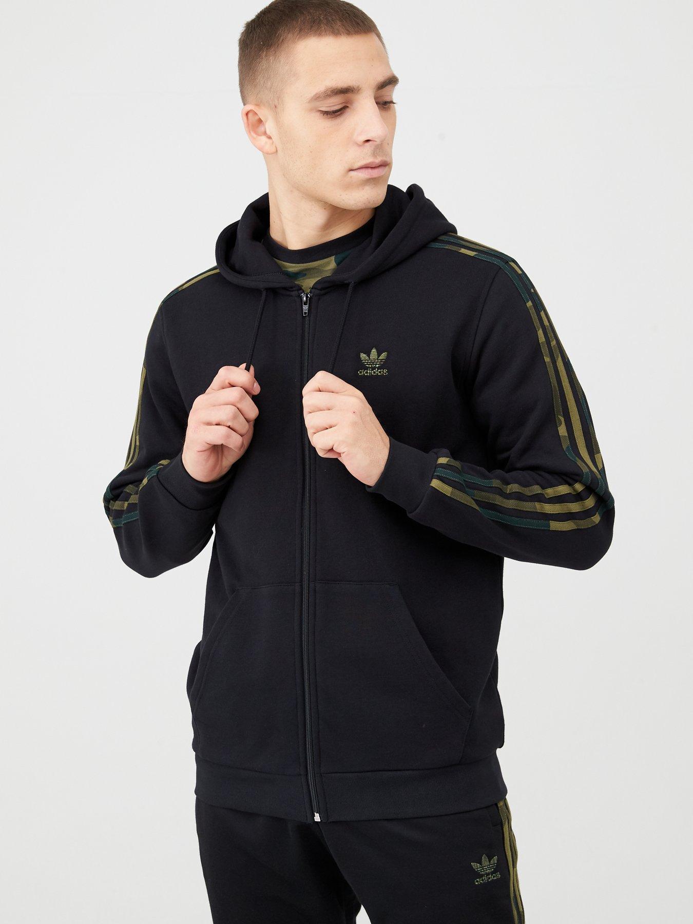 adidas originals 3 stripe hoodie black