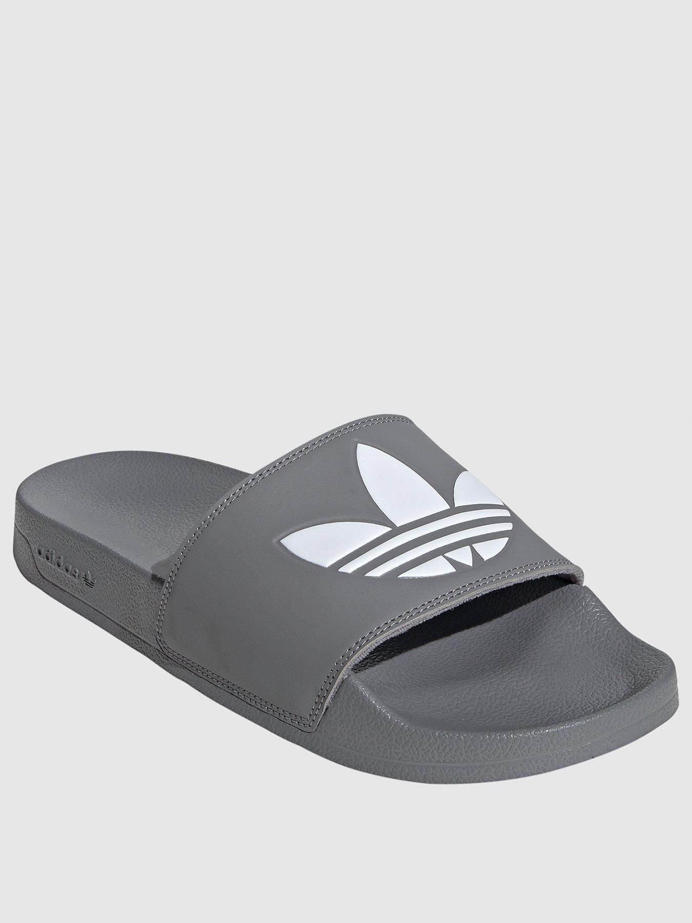 grey adidas sliders