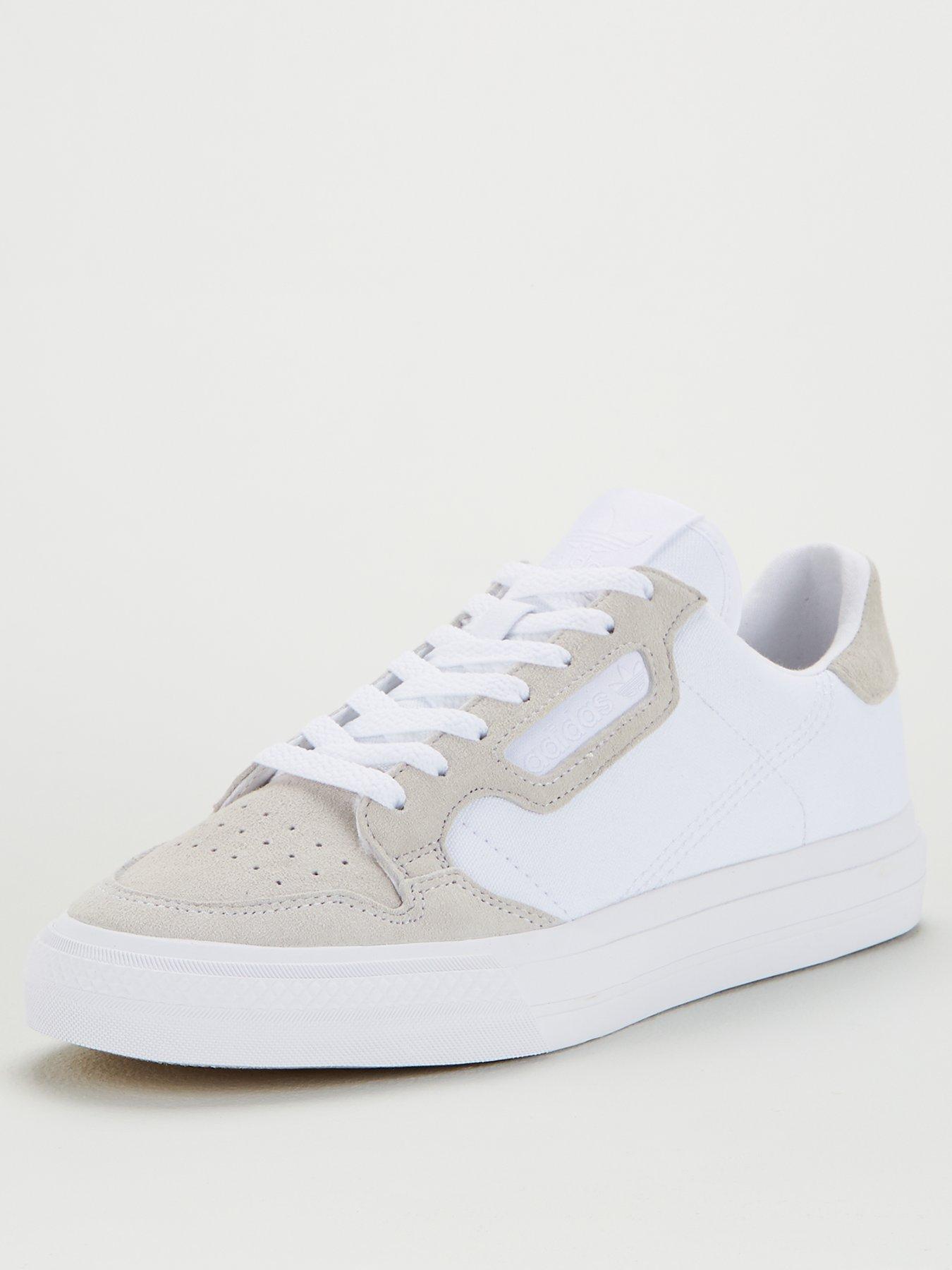 adidas originals continental vulc trainers in white with suede trim