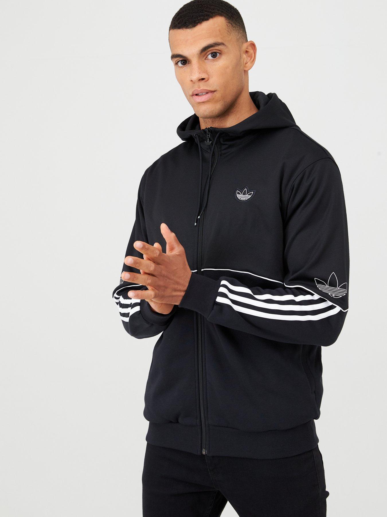 adidas originals outline trefoil hoodie in black