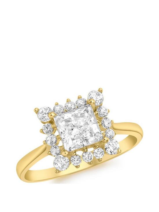 front image of love-gold-9ct-gold-cubic-zirconia-square-halo-solitaire-ring