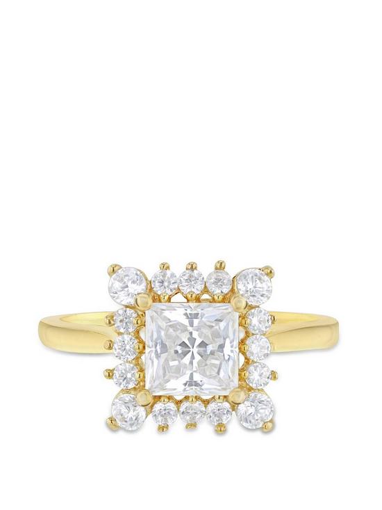 stillFront image of love-gold-9ct-gold-cubic-zirconia-square-halo-solitaire-ring
