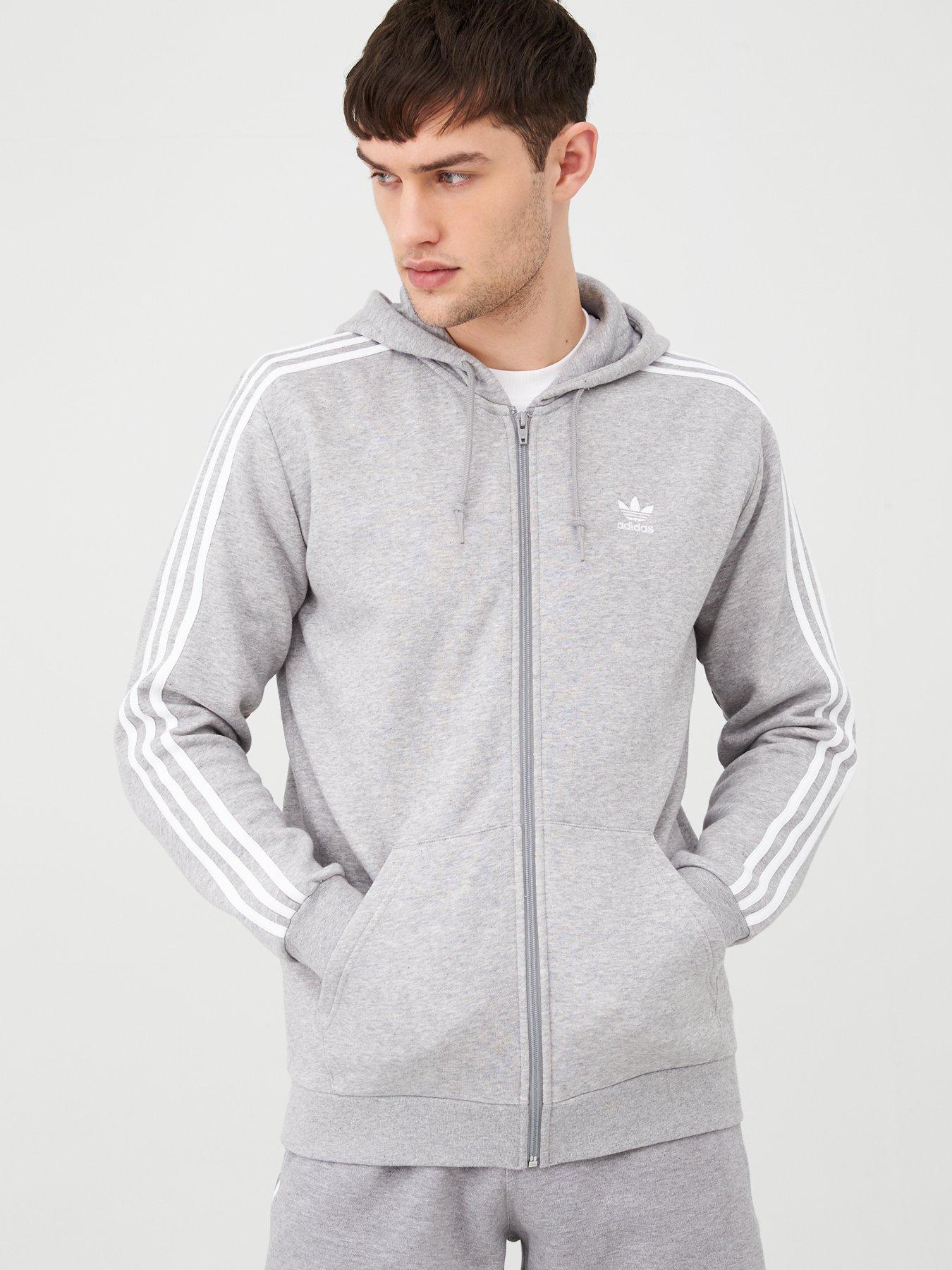 adidas 3 stripes hoodie grey