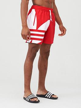 adidas Originals  Adidas Originals Big Trefoil Swim Shorts - Red