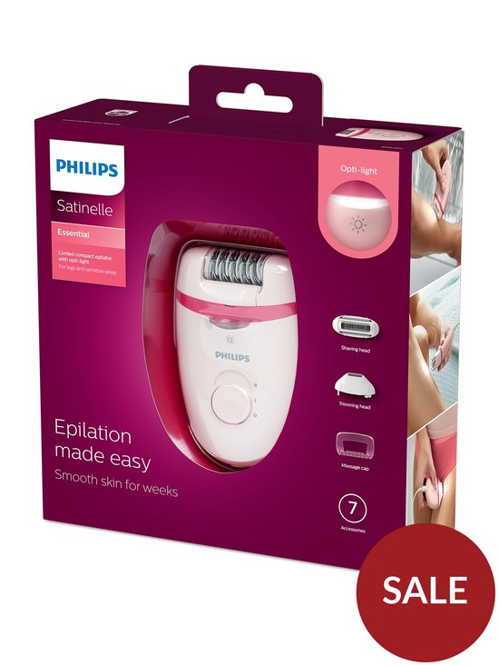 stillFront image of philips-satinelle-essential-epilator-corded-hair-removal-with-5-accessories-bre28500