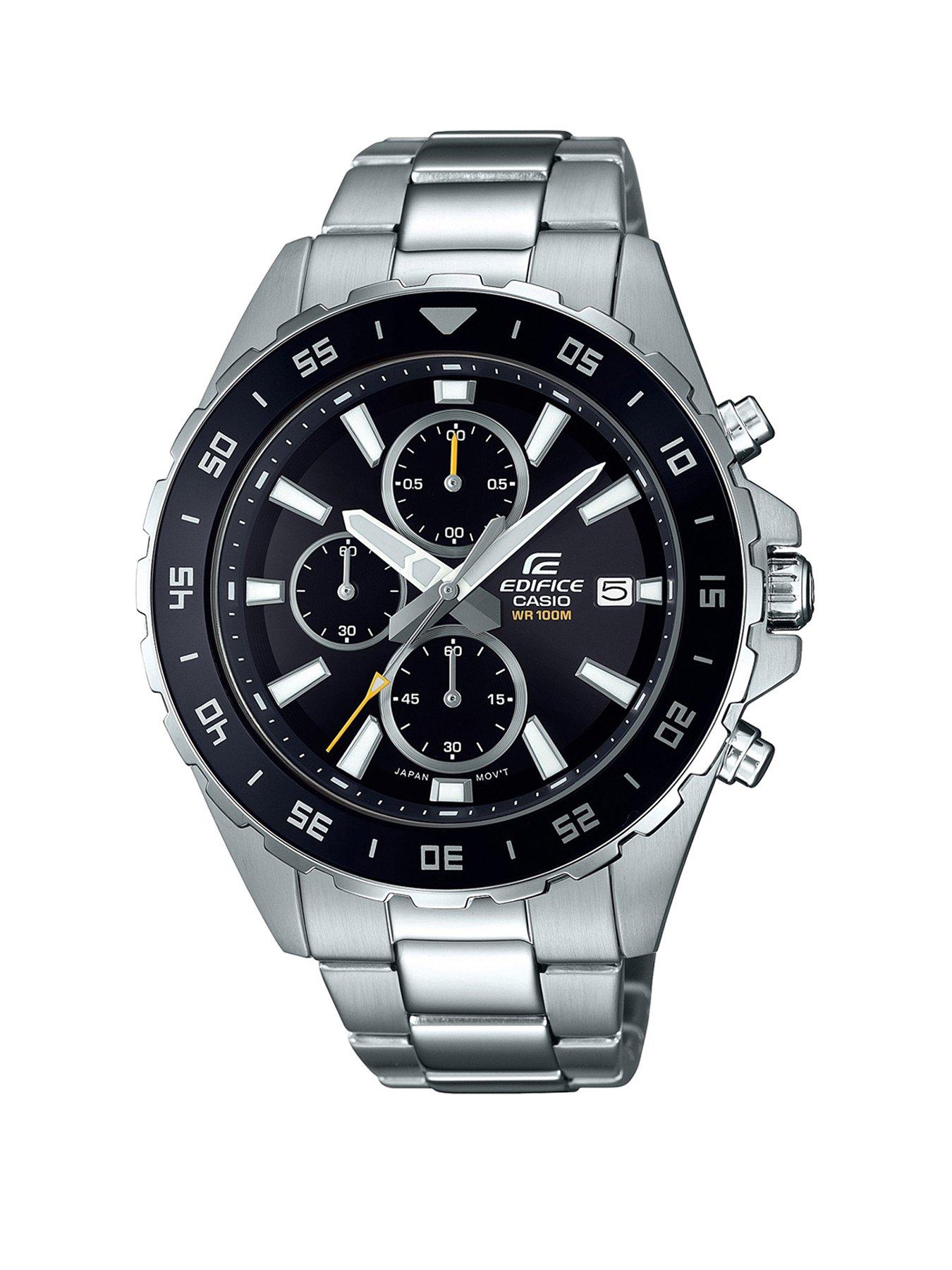 casio edifice stainless steel double dial bracelet watch