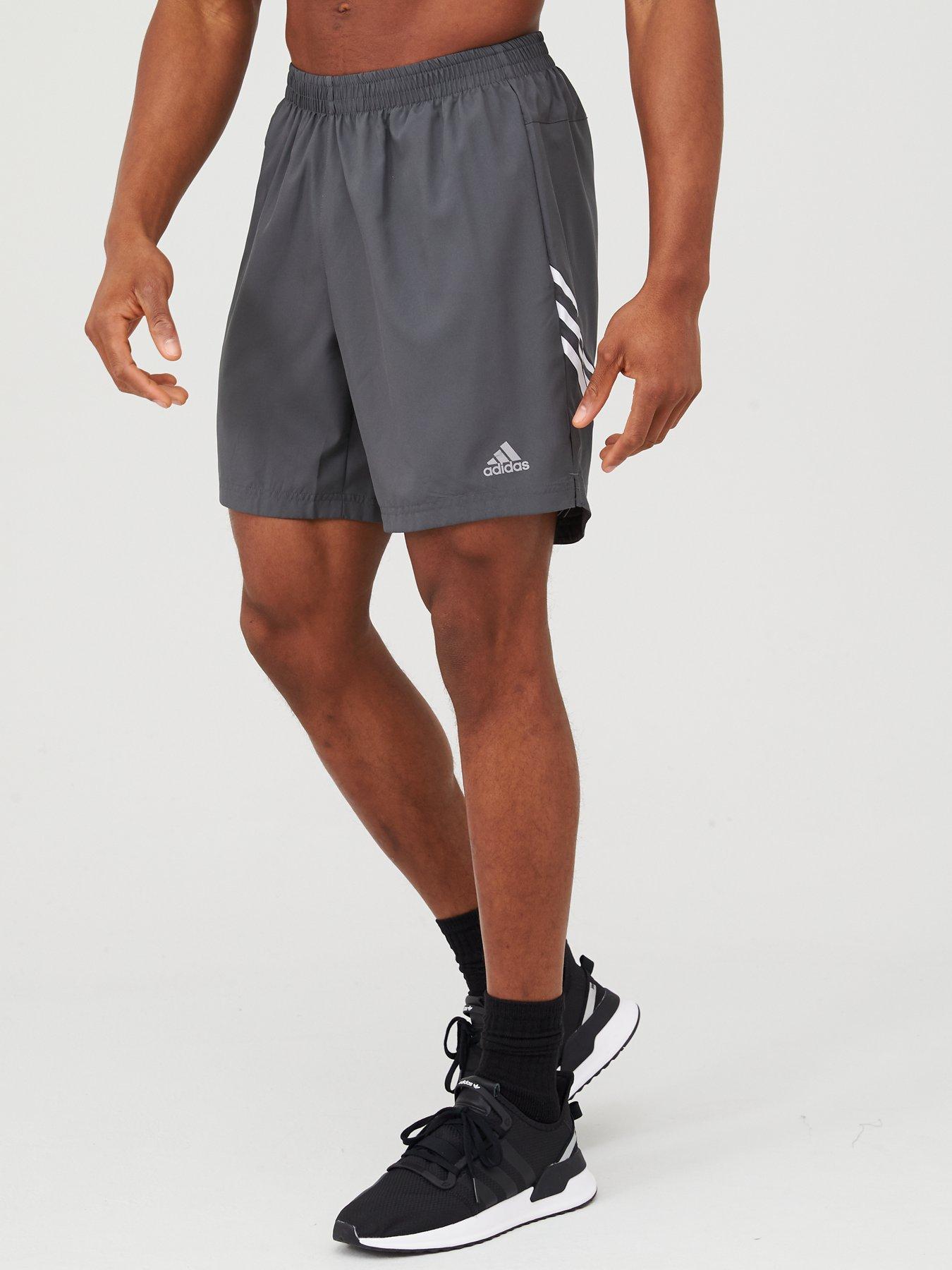 adidas 3 Stripe Run It 7 Inch Running Shorts - Grey | littlewoods.com