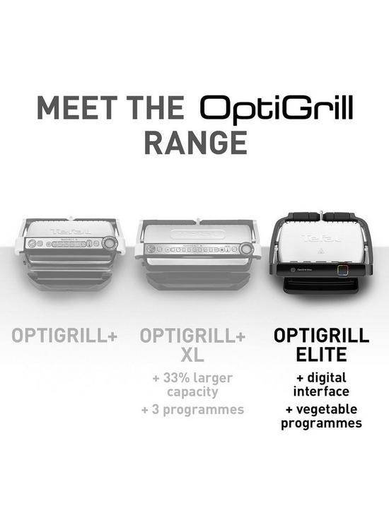 stillFront image of tefal-gc750d40-optigrill-elite-intelligent-health-grill-12-automatic-settings-and-cooking-sensor-ndash-stainless-steel