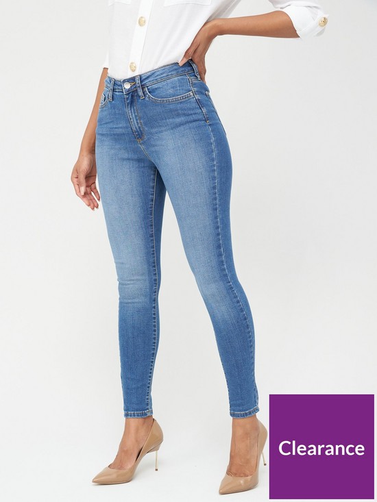 front image of v-by-very-valuenbspshort-florence-high-rise-skinny-jeans-mid-wash