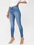  image of v-by-very-valuenbspshort-florence-high-rise-skinny-jeans-mid-wash