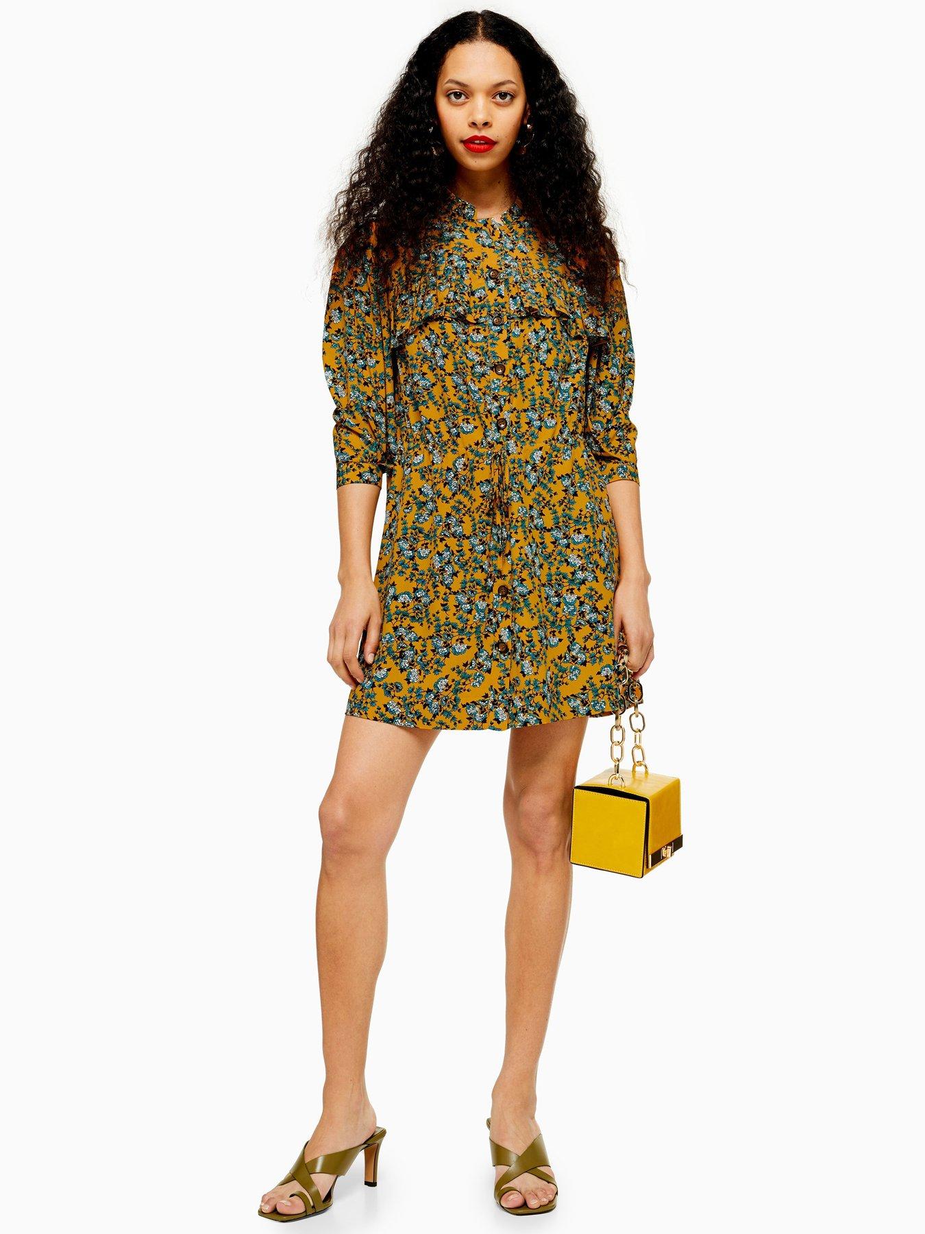 petite mustard dress