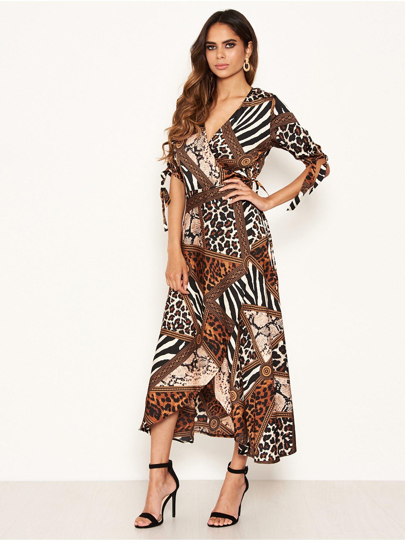 ax paris leopard print wrap dress