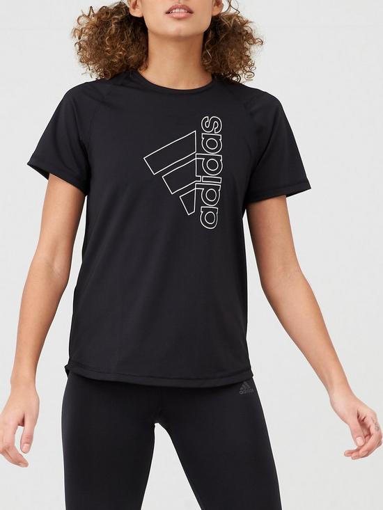 front image of adidas-tech-bos-t-shirt-black