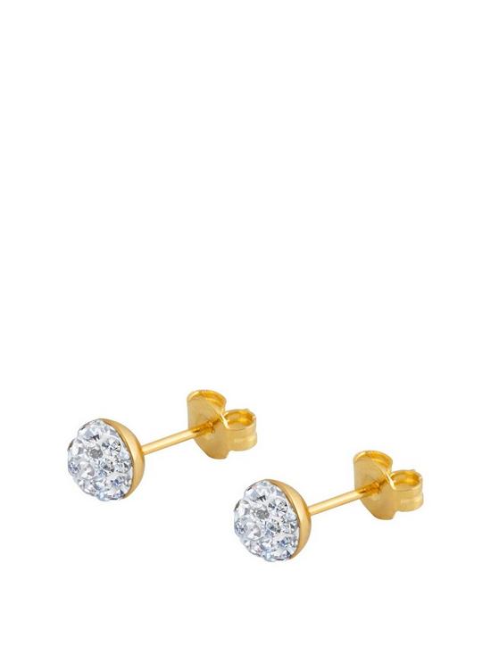 front image of the-love-silver-collection-18ct-gold-coatednbspsterling-silver-crystal-glitter-stud-earrings