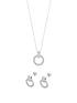  image of the-love-silver-collection-sterling-silver-cubic-zirconia-round-earrings-and-pendant-set