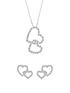  image of the-love-silver-collection-sterling-silver-cubic-zirconia-heart-stud-earrings-and-pendant-set
