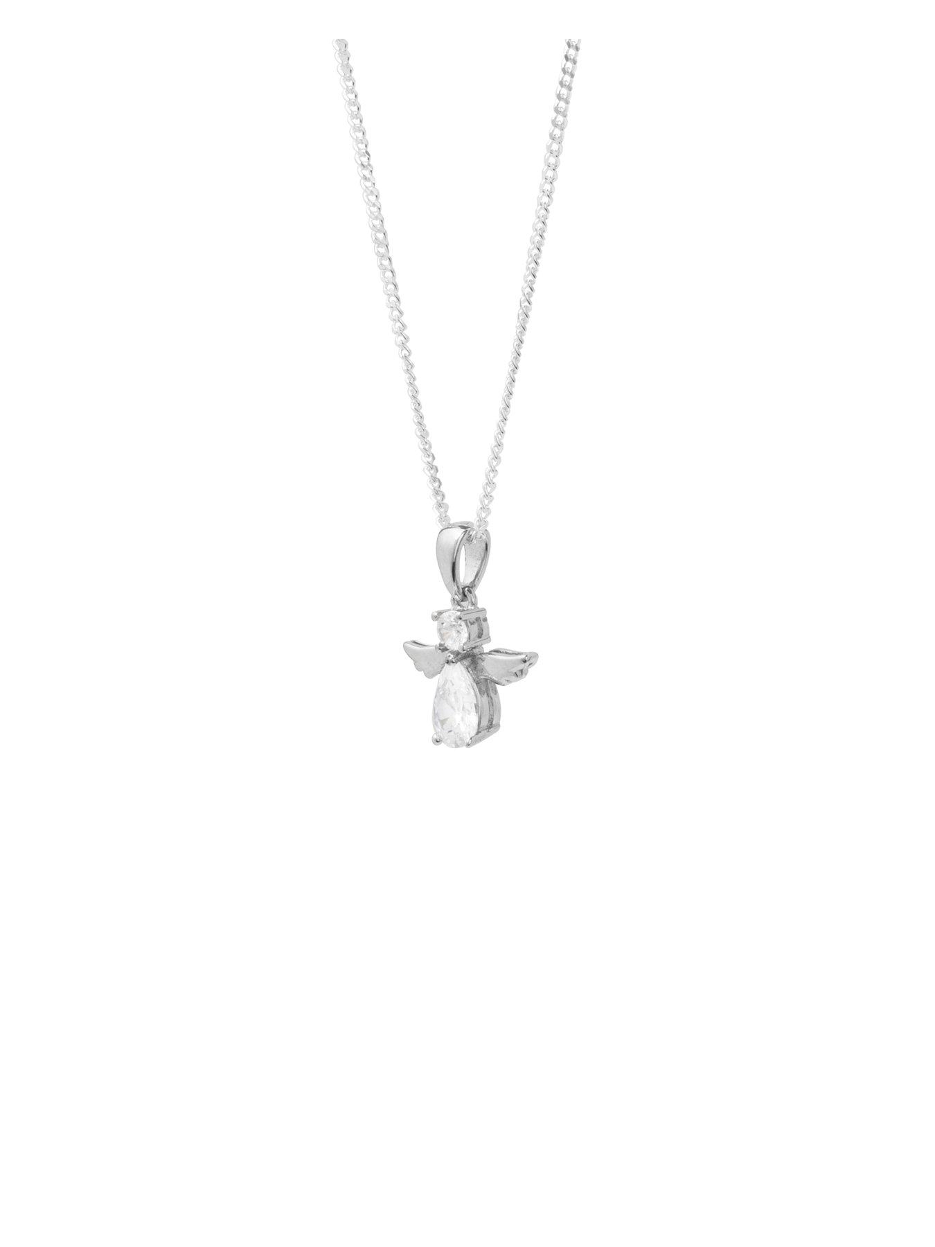 Image 3 of 4 of The Love Collection Sterling Silver Cubic Zirconia Angel Pendant Necklace