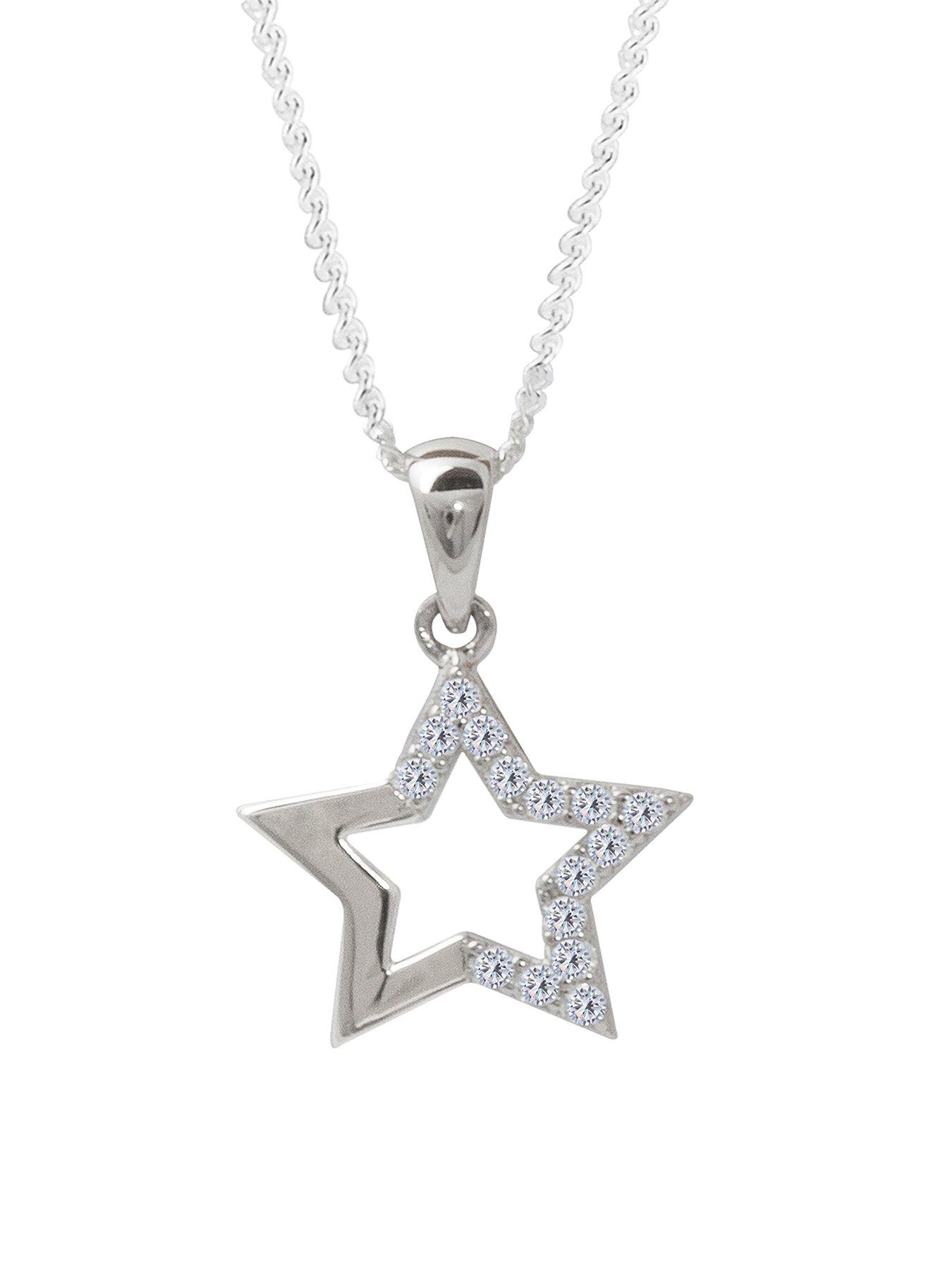 the-love-collection-sterling-silver-cubic-zirconia-star-pendant-necklace